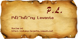 Páhány Levente névjegykártya